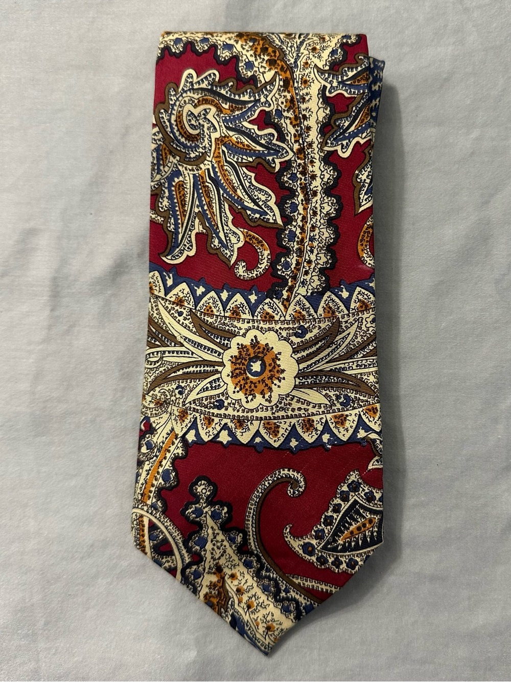 Vintage Polo Ralph Lauren Paisley Silk Tie Burgundy Blue Made in USA 3.75"